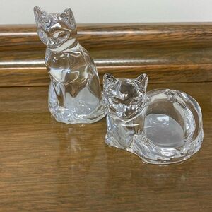 Clear crystal cat salt & pepper shakers